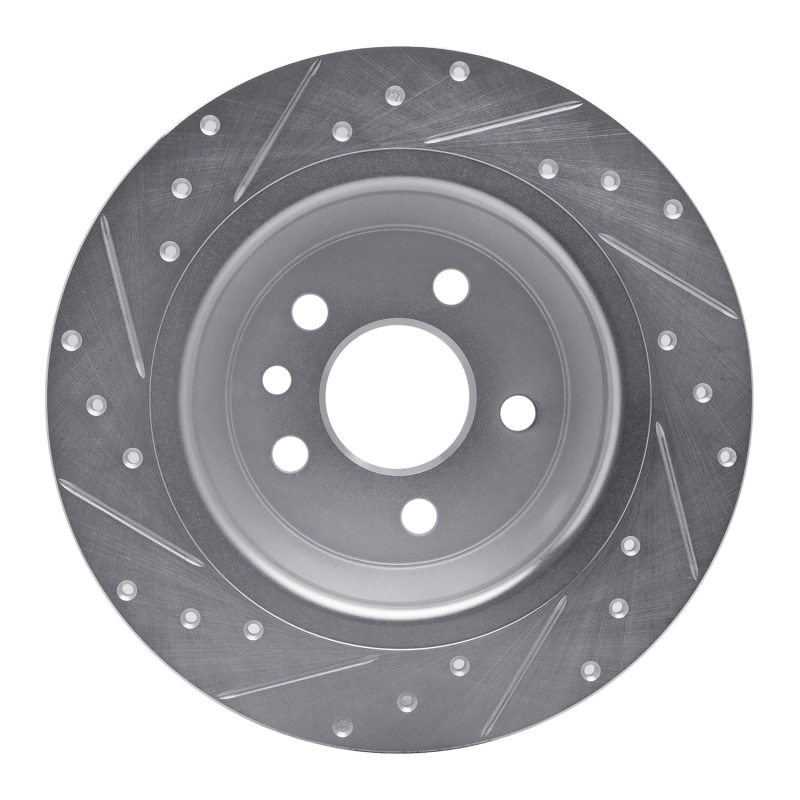 Ford Focus RS Brake Rotor (1) - Rear Right - R1 Concepts - Drilled & Slotted - Silver - `09-`15
